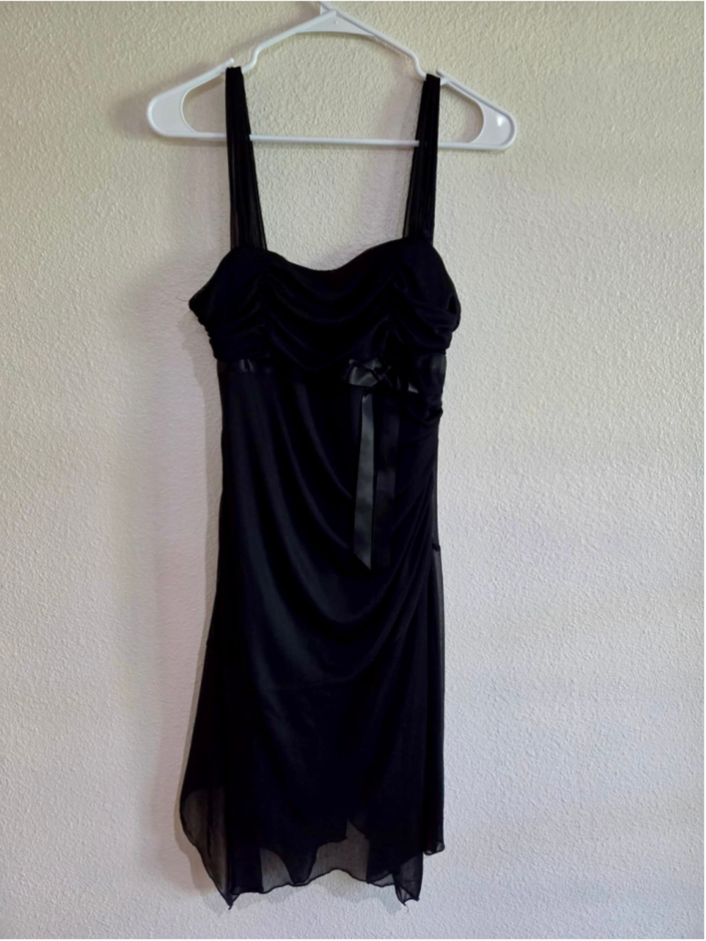 Vintage Y2K XOXO Ruched Sweetheart Asymmetrical Fairy Hem Cocktail Dress Black L